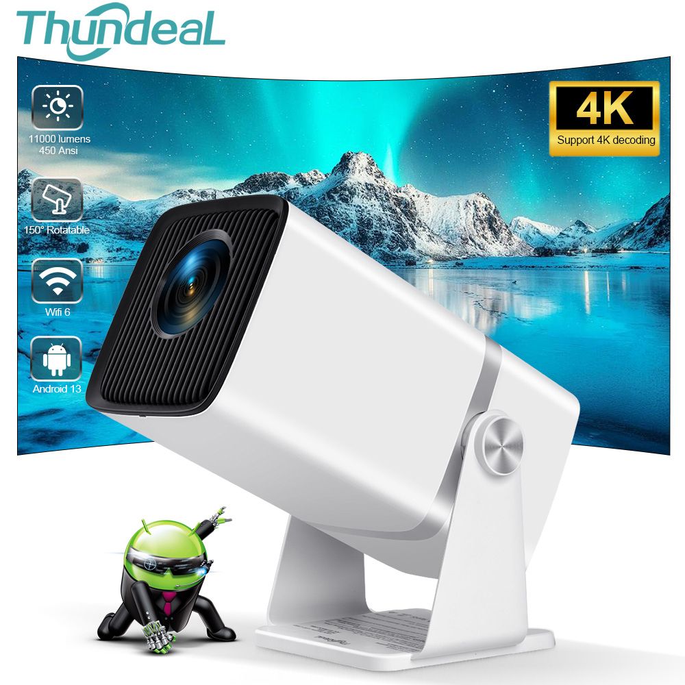 ThundeaLПроектор4KFullHDпроекторFHDTD80WAndroidWiFi3Dдомашнийкинотеатр,1LCD,белый