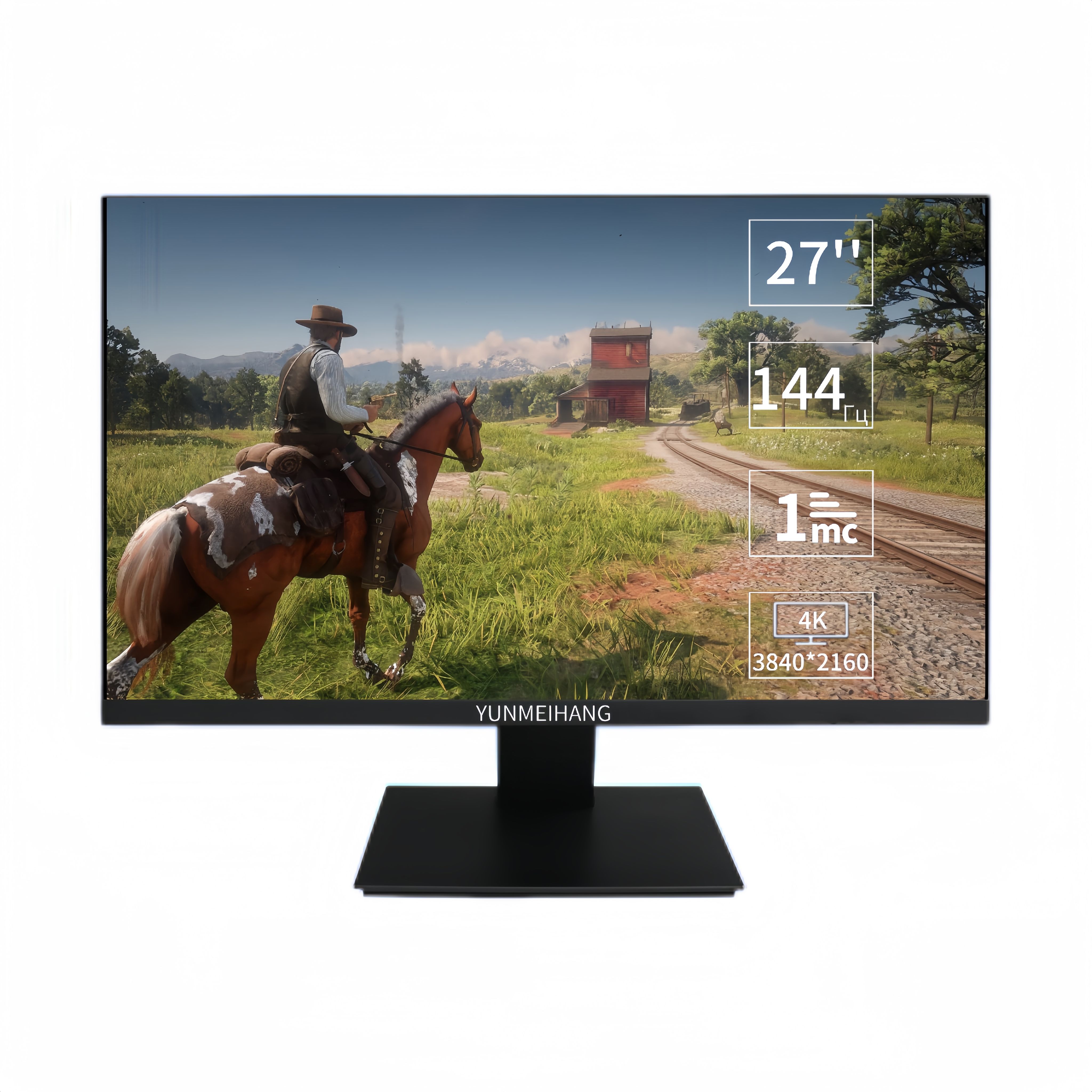 YUNMEIHANG27"Монитор144Гц4kПодлинныйигровойIPSдляPS5ПортHDMI2.1,черный