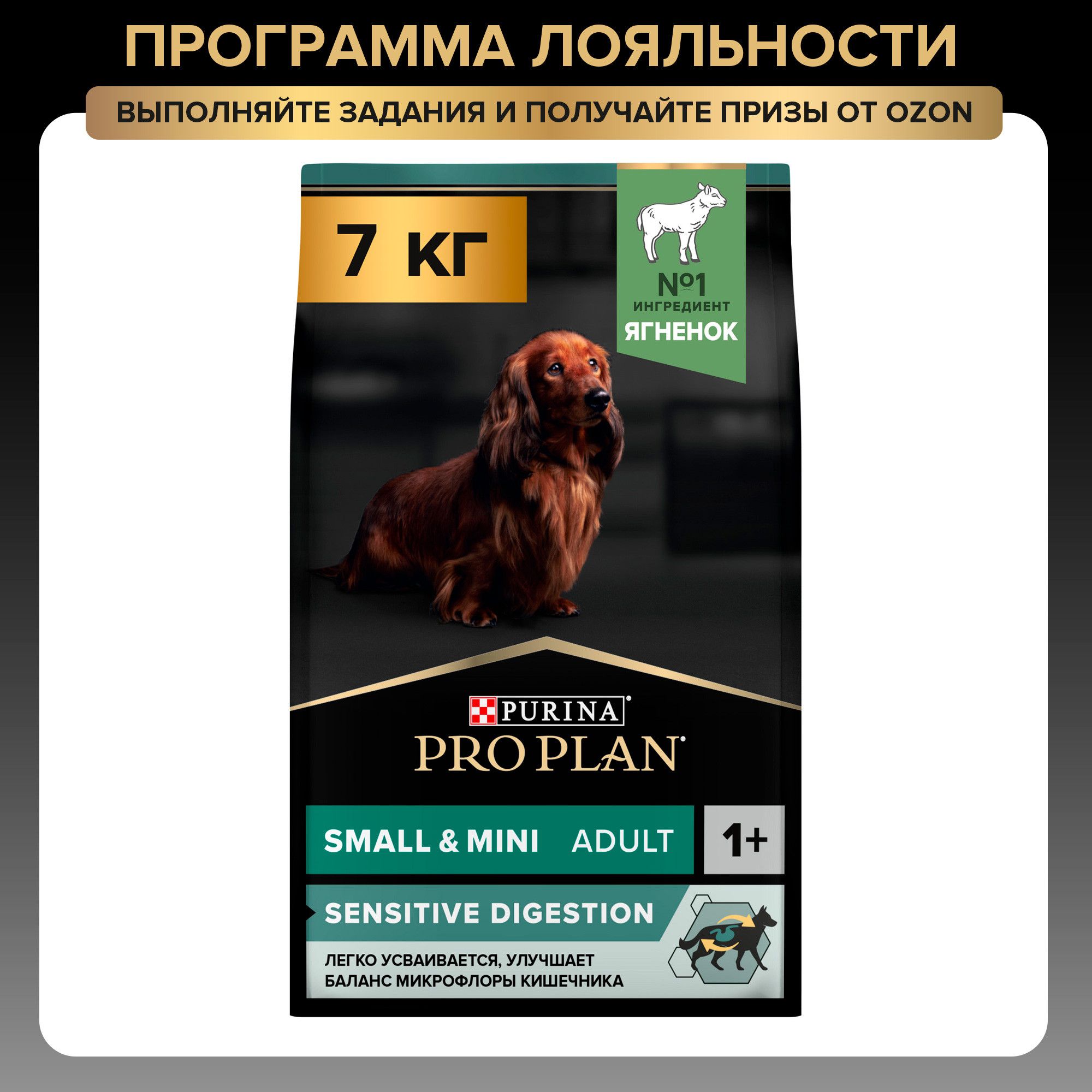 Сухой корм PRO PLAN Sensitive Digestion для взрослых собак мелких и карликовых пород с чувствительным пищеварением, с ягненком, 7 кг