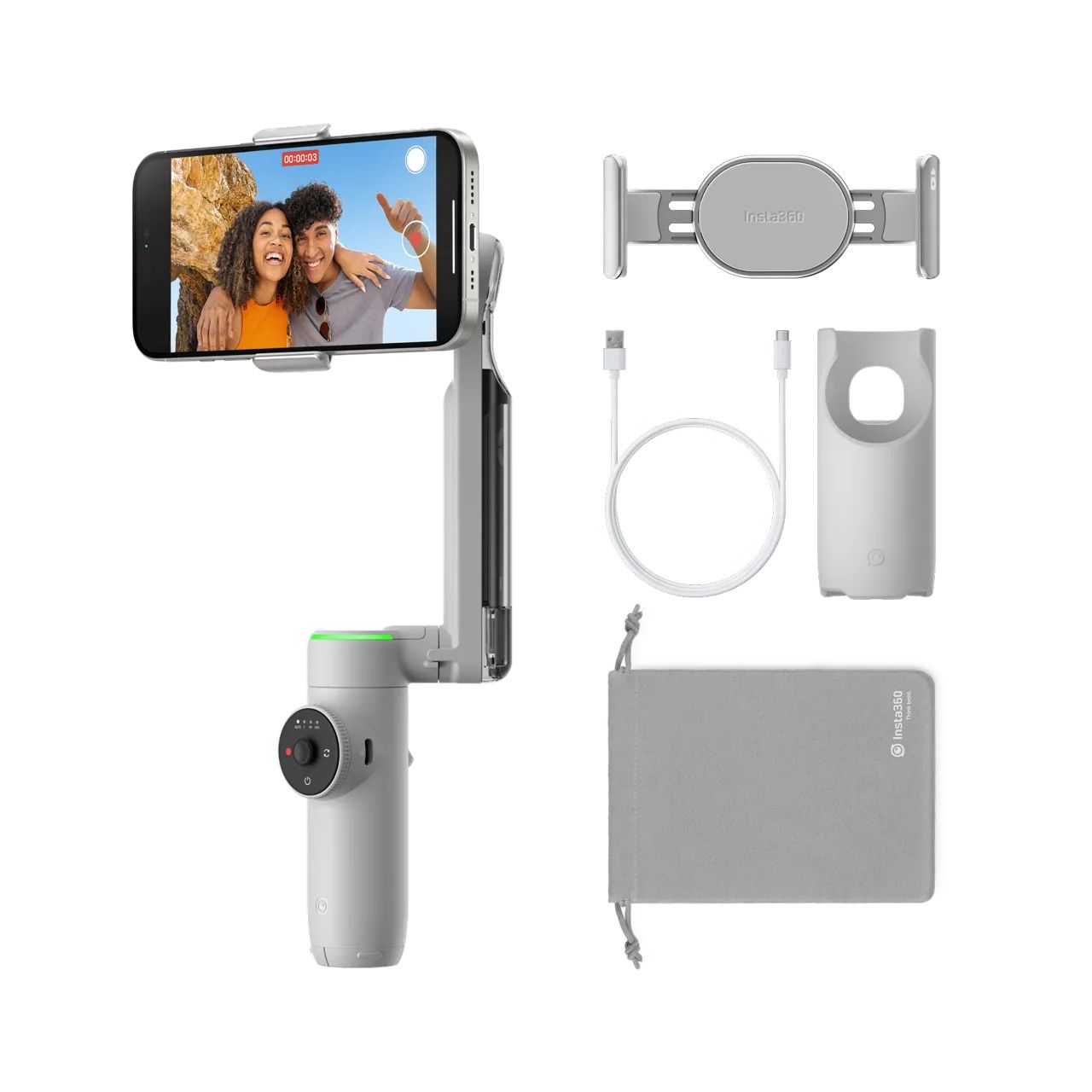 Стабилизатор для смартфона,Insta360 Flow pro Standard Bundle, Каменно-серый