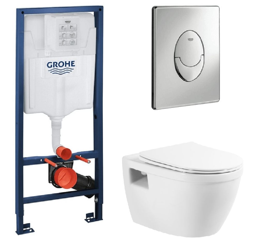 Комплект:ИнсталляцияGROHE38721001овал+УнитазбезободковыйBelbagnoLOTOBB070CHR