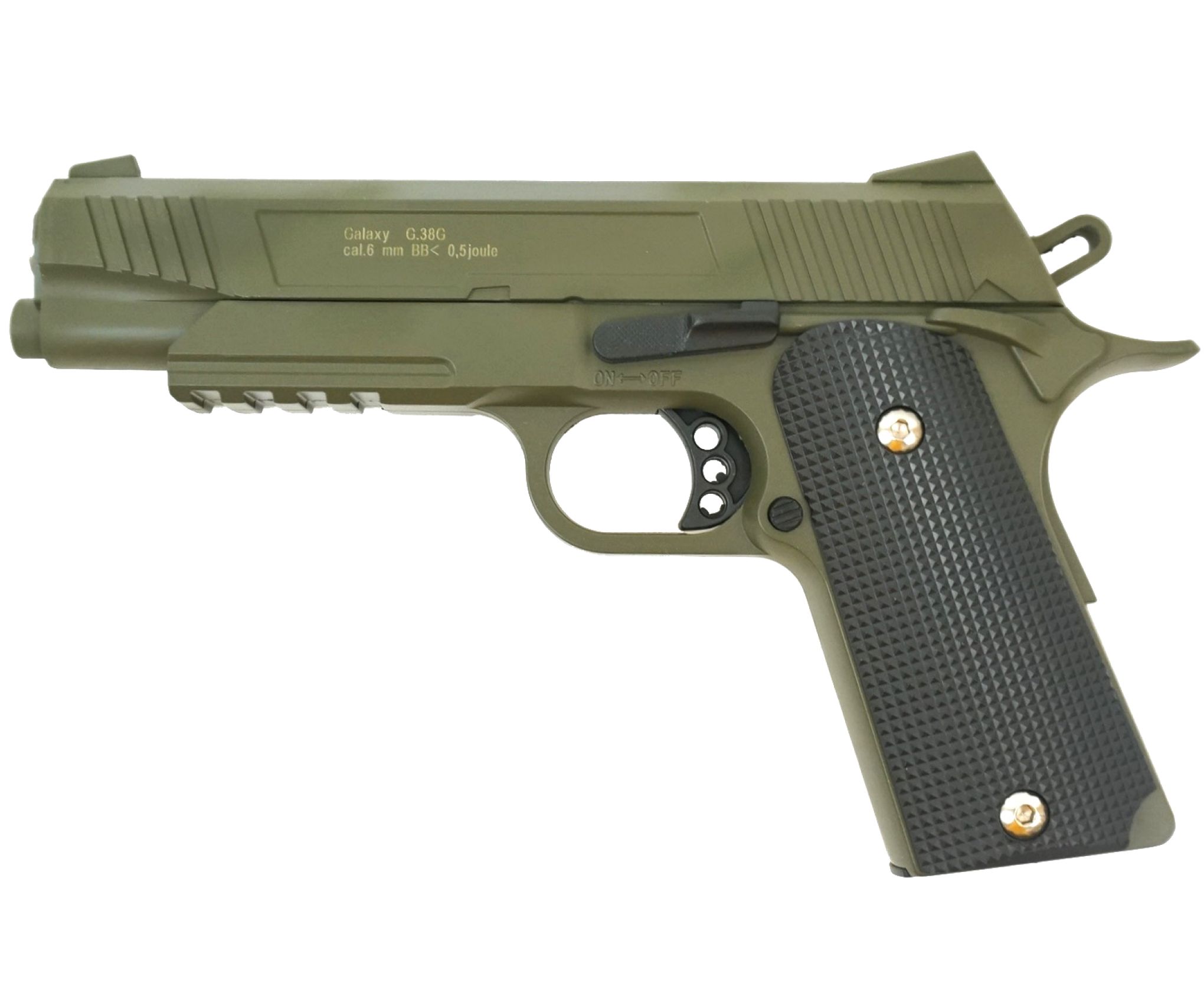 Страйкбольный пистолет Galaxy G.38G (Colt 1911) зеленый