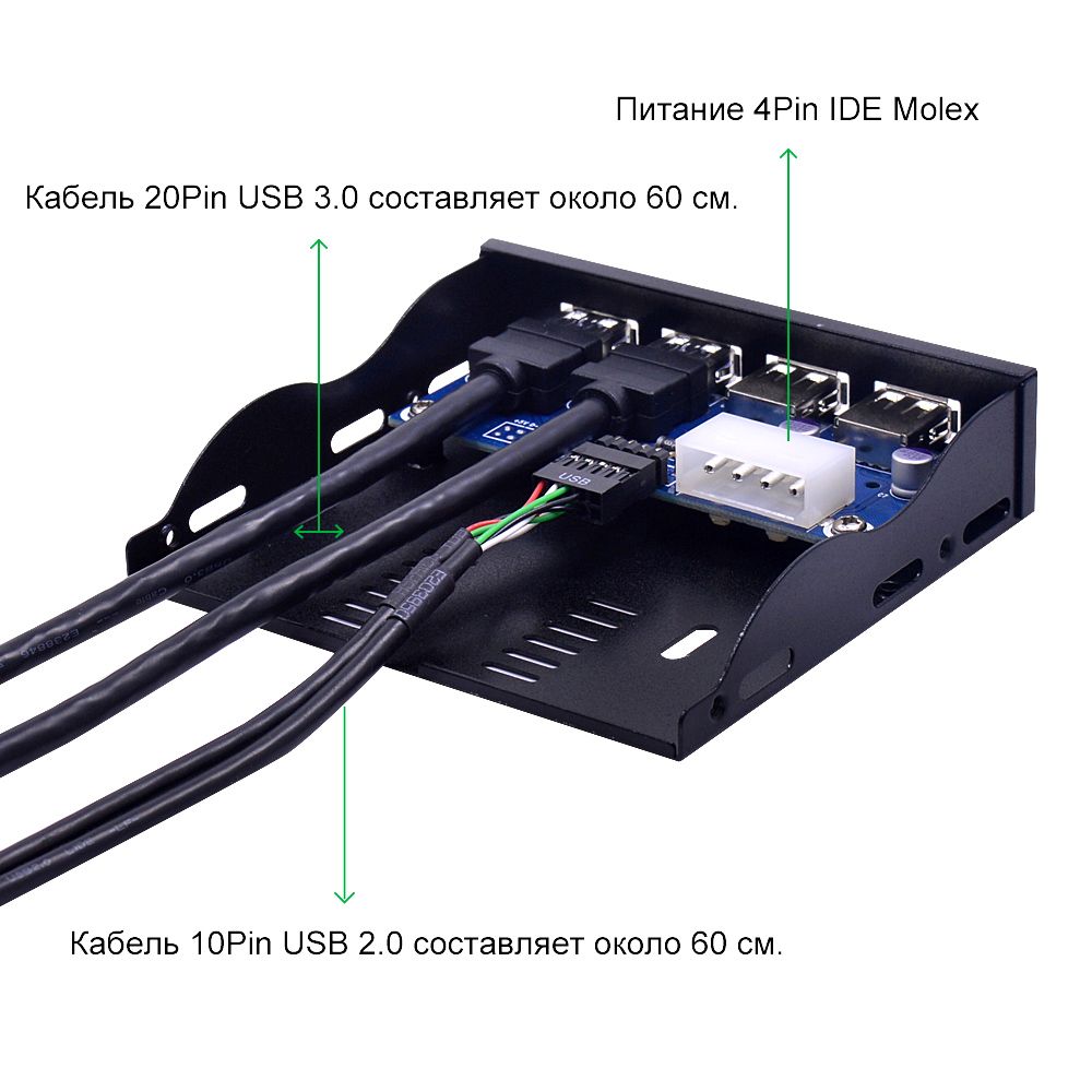 USB3.0напереднююпанель3.5"2xUSB-A3.0+2xUSB-A2.0FP3.5-USB3-2A