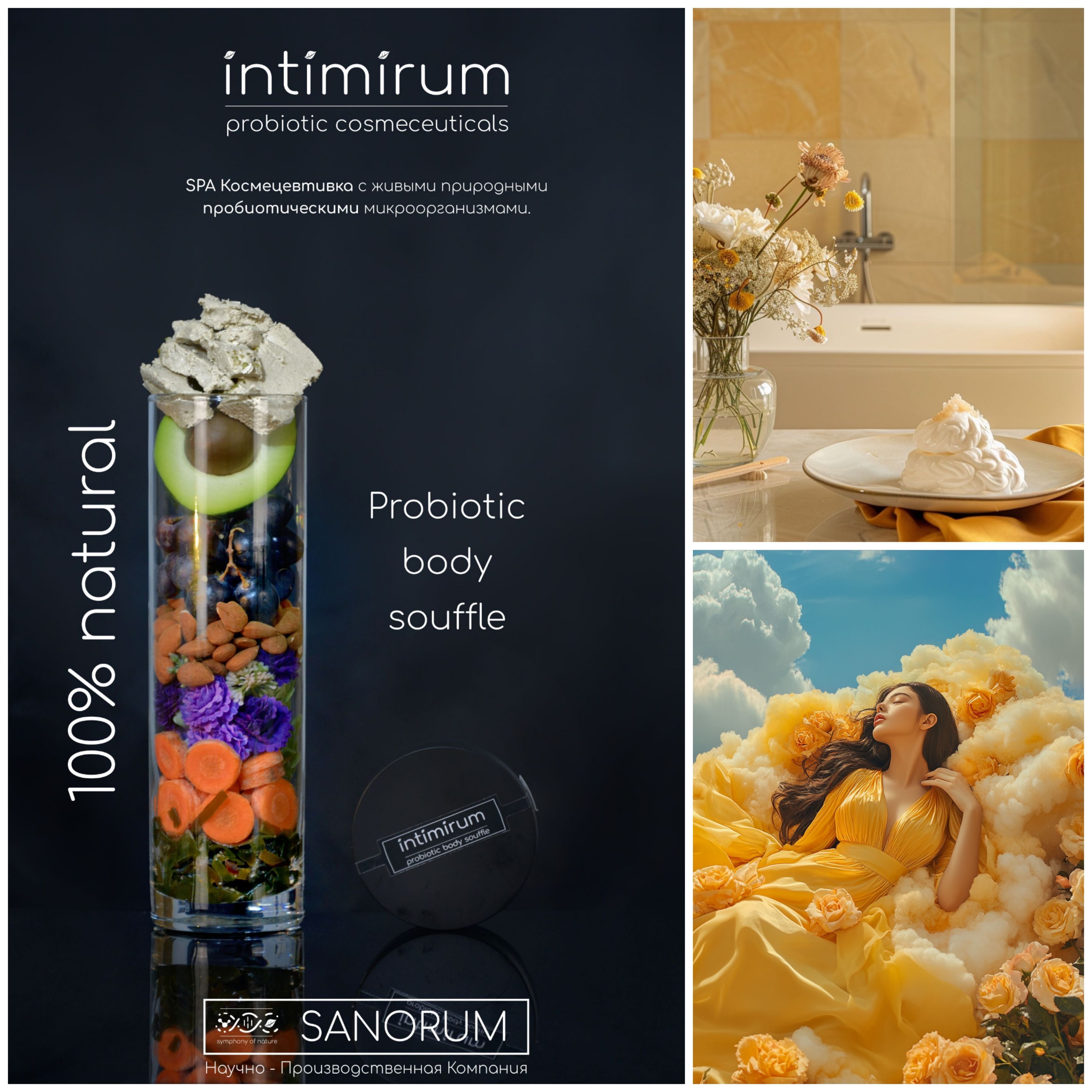 Суфле баттер для тела с живыми природными пробиотиками Intimirum Probiotic body souffle by Sanorum