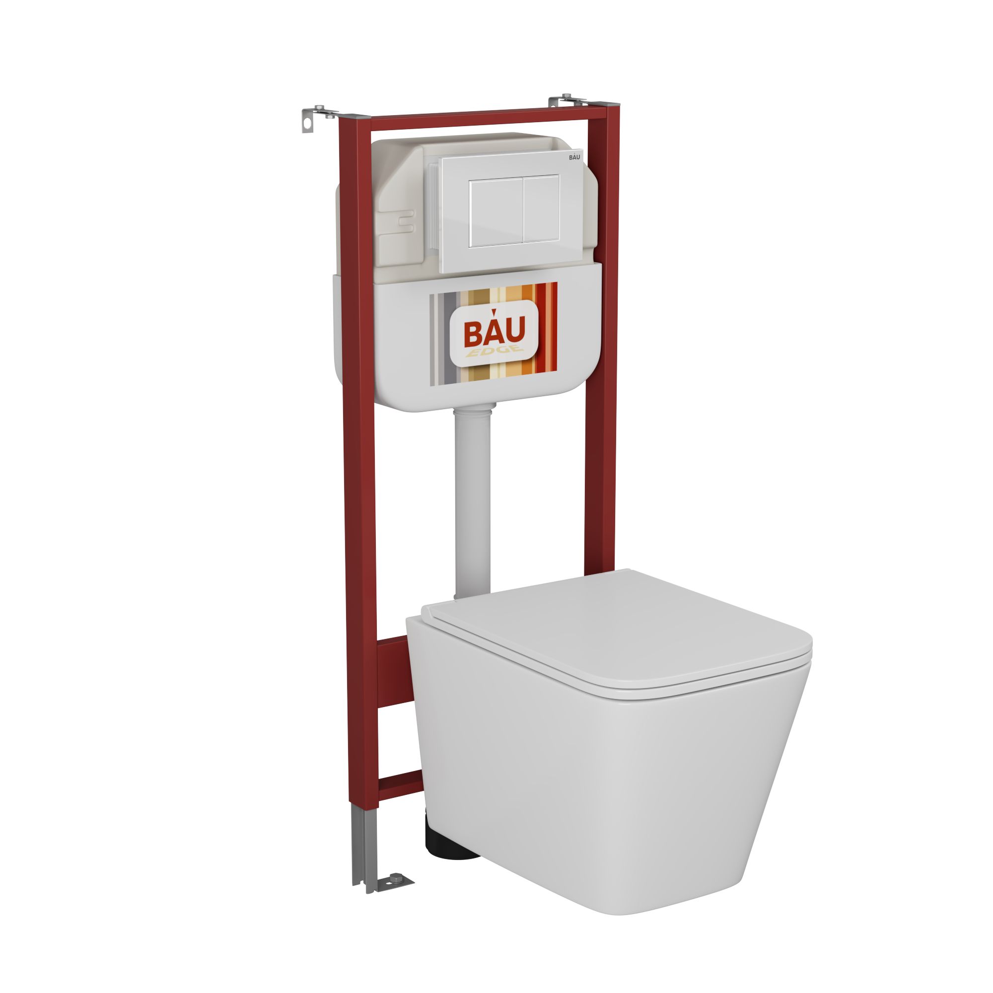 Комплект BAU 6 в 1: рамная инсталляция BAU NEO 45, унитаз подвесной безободковый с вихревым смывом, OWL 1975 Hurricane3, сиденье дюропласт микролифт, кнопка смыва BAU Stil , белый глянец