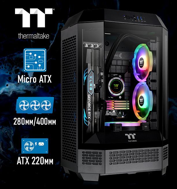 КорпусThermaltakeTheTower300черныйбезБПmATX11x120mm5x140mm2xUSB3.02xUSB3.1audiobottPS