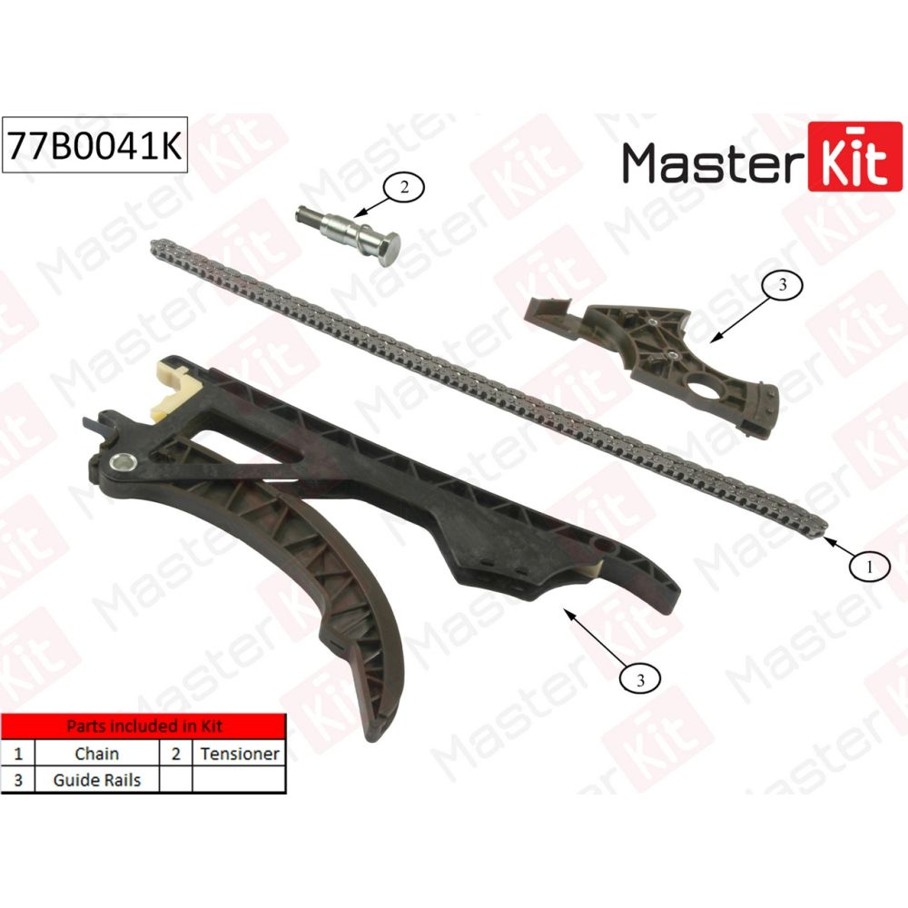 Комплект цепи ГРМ BMW 1.8d N42 без звездочек MASTERKIT MASTERKIT 77B0041K