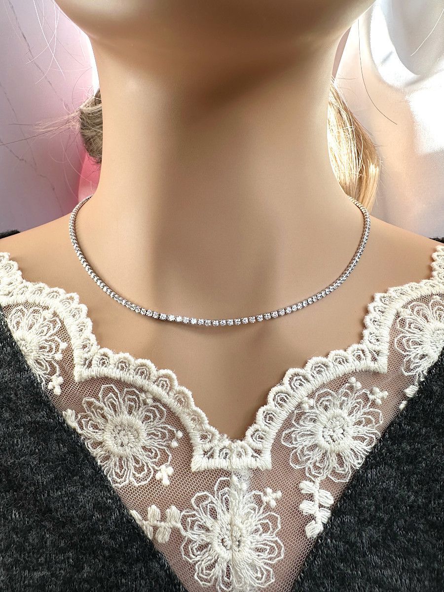 Колье-чокерсдорожкойцирконоввсеребре,XupingJewelry