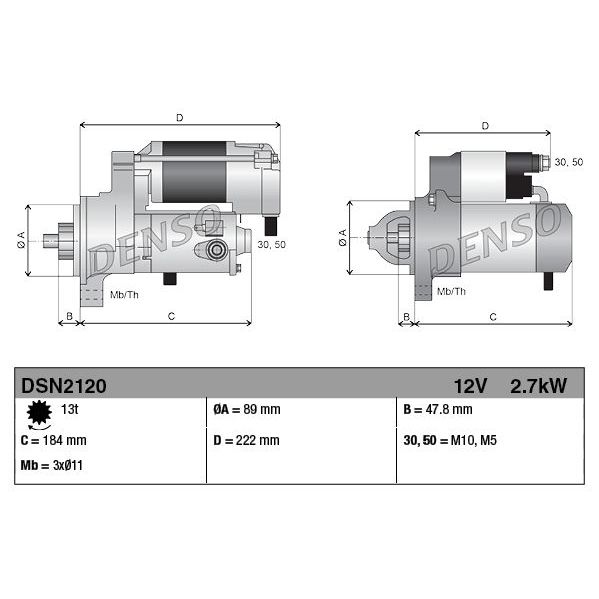 Стартер Heavy duty DENSO DSN2120