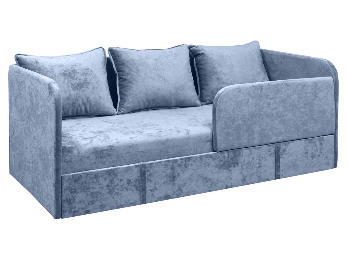 Прямой диван Эллади, беспружинный, нераскладной,75х165 спальное место, Серо-голубой, велюр Правая