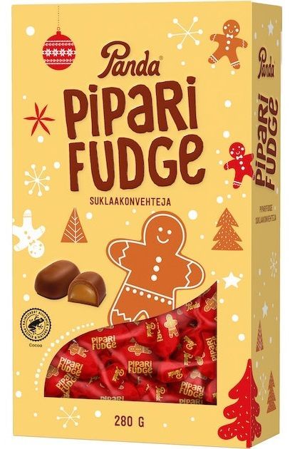 Шоколадные конфеты Panda Pipari Fudge со вкусом рождественского печенья, 280 г (Финляндия)