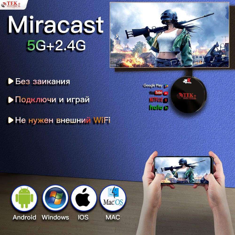 Беспроводной Wi-Fi приемник для телевизора AnyCast HDMI / 1080P Full HD / AIRPLAY DLNA MIRACAST