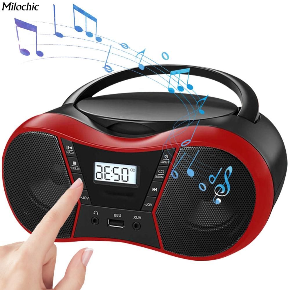 Портативный стерео CD-плеер Boombox с FM-радио, USB-портом, совместимым с Bluetooth