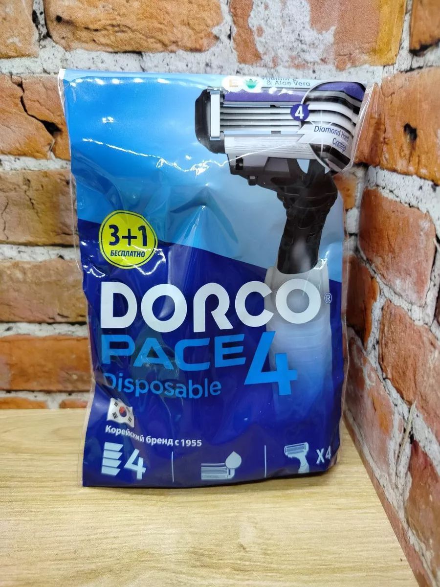 Dorco PACE 4 Disposable Одноразовые бритвенные станки мужские 4-ех лезвийные с плавающей головкой 4 шт