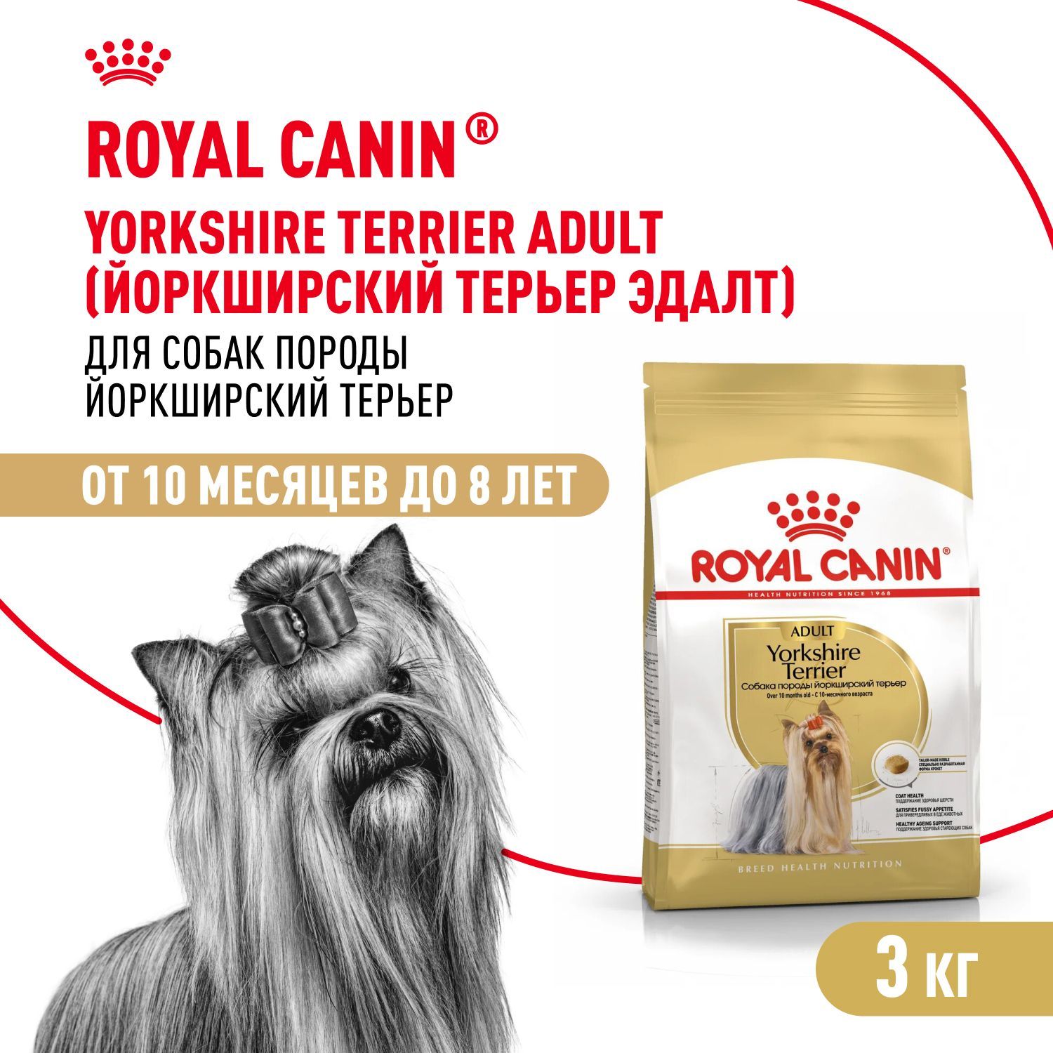 Сухой корм для собак Royal Canin Adult породы йоркширский терьер, 3 кг