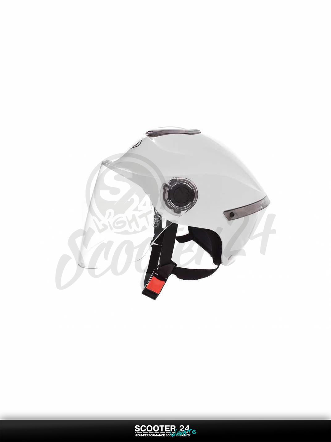 Мотошлем открытый ( вело/самокат) "DAVID" (#S307, белый глянцевый, регулятор размера, ABS) на мотоцикл / мопед и скутер