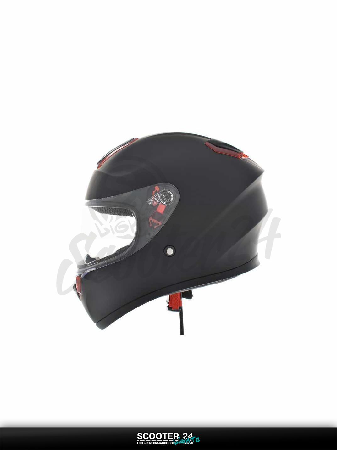 Шлем интеграл "DAVID" (#D820 черный матовый S ABS красный спойлер) мото / для скутера и питбайка / универсальный