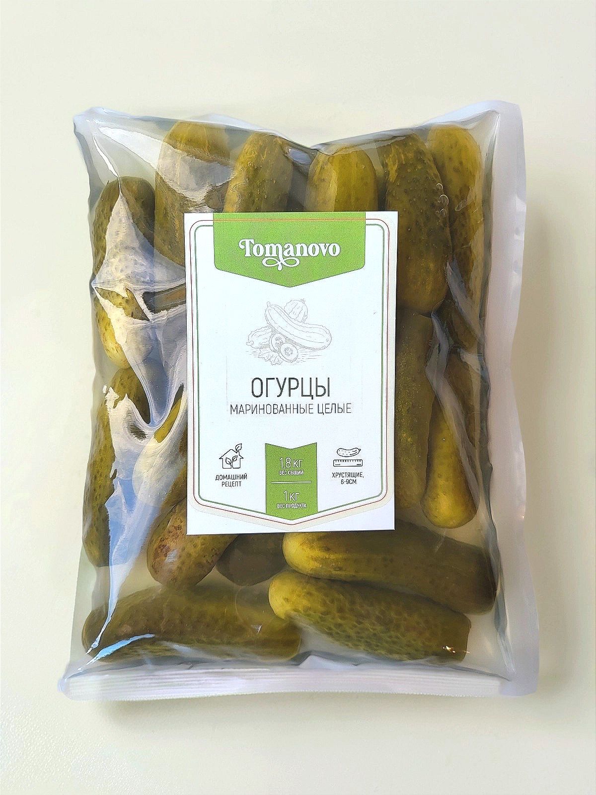 ОгурцымаринованныекорнишоныцельныеTomanovo,6-9см,калибр,1,8кг.Длядомаисемьи