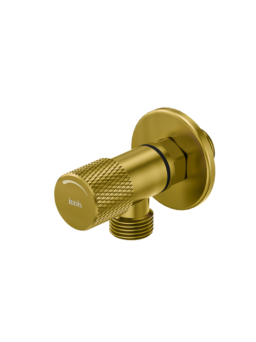 Фото товара на маркетплейсе ozon Кран угловой, с отражателем, 1/2; 1/2, кран-букса, латунь, золото матовое, IDDIS, 910B0A6C2GDZ