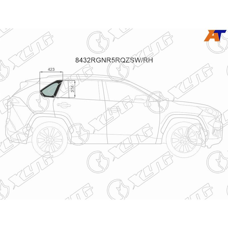 Стекло форточки (Сзади/ Справа/ Цвет зеленый) Toyota RAV4 (CA20) 00-05