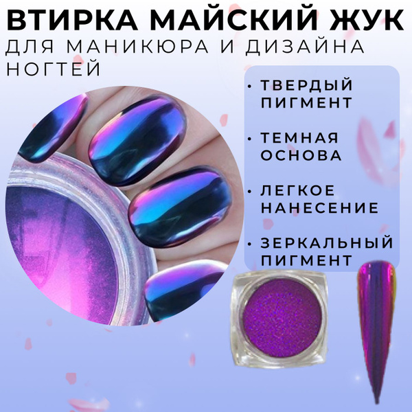 Втирка для дизайна ногтей Майский жук Розовый и синий - купить с ...