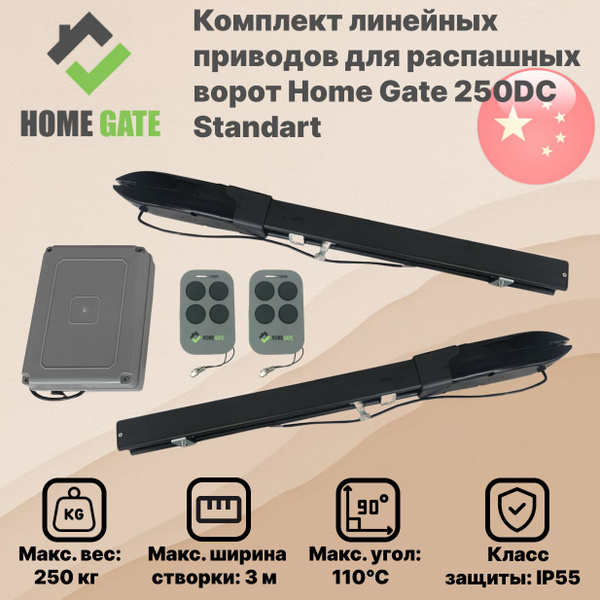 Комплект линейных приводов для распашных ворот Home Gate 250DC - купить ...