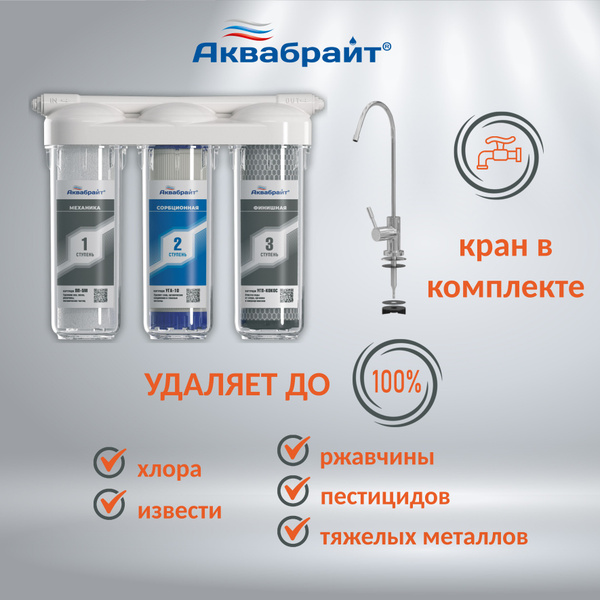 Фильтр встраиваемый под мойку, Аквабрайт ТРИА - купить в интернет ...