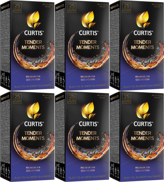 Curtis Чай в пакетиках Tender Moments черный, 25 шт х 1.5 г, 6 уп ...