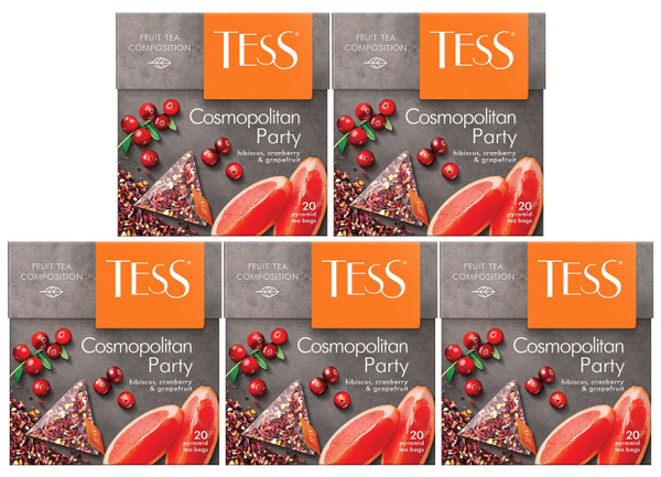 Чайный напиток в пирамидках Tess Cosmopolitan Party, 20 пакетиков х 5шт ...