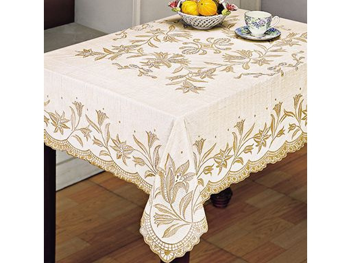 Скатерть ПВХ Embossed 150*230см бежевая прямоугольная, нетканая основа ...