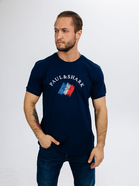Футболка Paul&Shark, размер 52, цвет синий, хлопок 100% - купить по ...