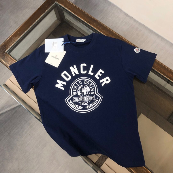 Футболка MONCLER, размер 50, цвет королевский синий - купить по ...