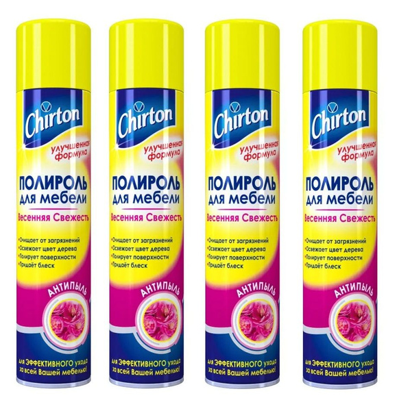 Полироль Chirton, для мебели, Антипыль, весенняя свежесть, 300 мл, 4шт ...