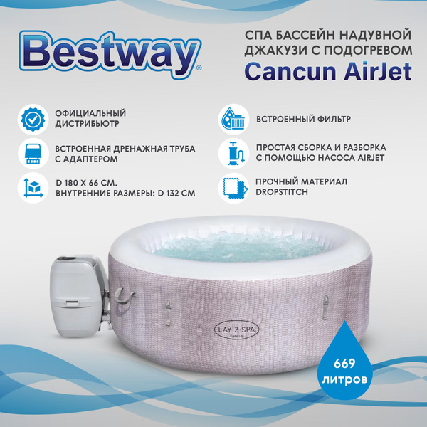 Бассейн гидромассажный Надувной 180x180x Bestway целевая аудитория ...