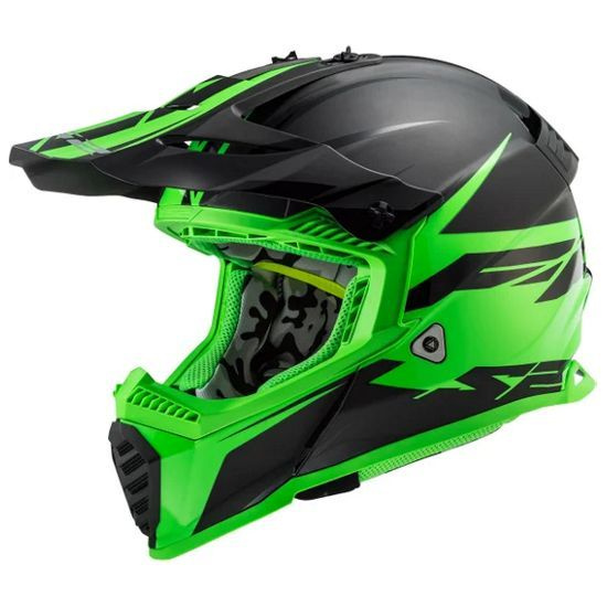 Кроссовый шлем для мотоциклистов LS2 MX437 FAST EVO ROAR Black Green L ...