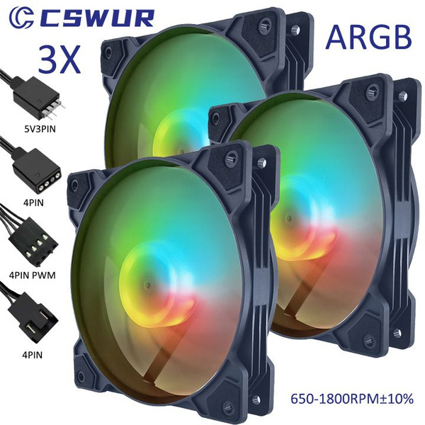 Вентилятор 120 мм с подсветкой ARGB 5V 3PIN, для охлаждения компьютера ...
