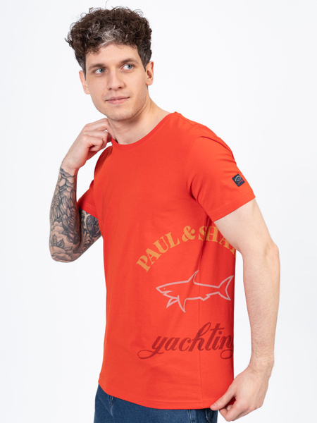 Футболка Paul&Shark, размер 48, 50, цвет коралловый, хлопок 100% ...
