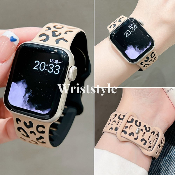 Симпатичные силиконовые ремешки для Apple Watch S9 8 7 6 5 4 3 2 1 SE2 ...