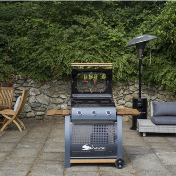 Гриль газовый Sahara 3 Burner Oak BBQ, цвет дымчатый/дуб - купить с ...