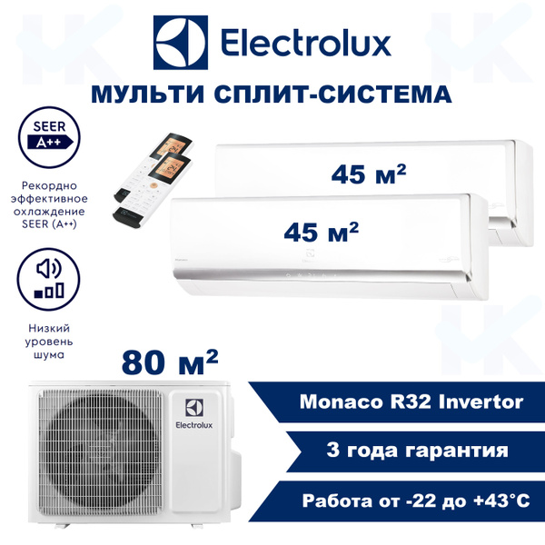Инверторная мульти сплит-система ELECTROLUX серии Monaco на 2 комнаты ...