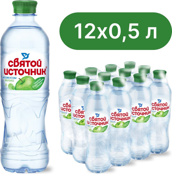 Вода негазированная Святой Источник со вкусом яблока, 12 шт х 0,5 л ...