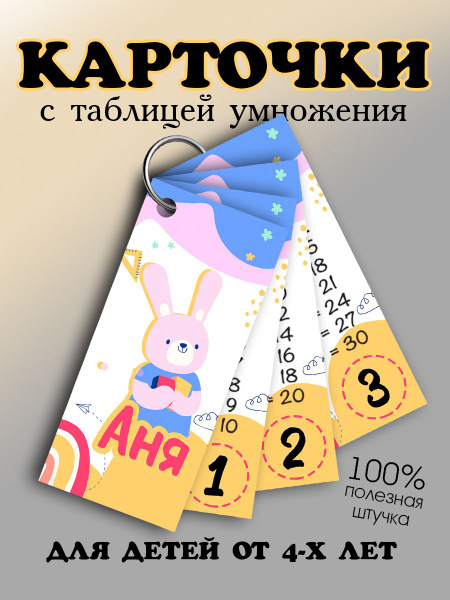 Карточки с таблицами умножения, именные карточки для вашего ребенка ...