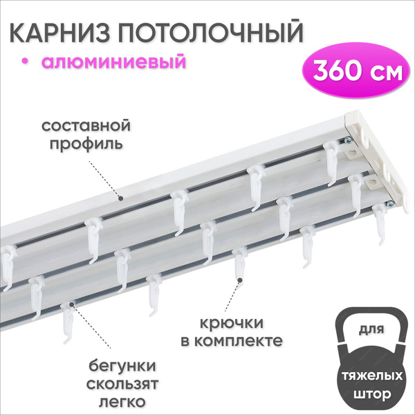 Карниз для классических штор 3 ряда Сангард Составной - купить по ...