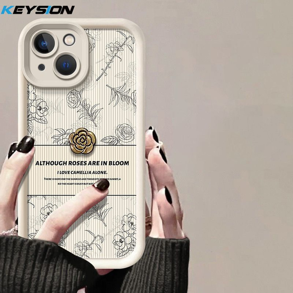 Чехол KEYSION в стиле ретро с цветком для iPhone 15 Pro Max 15 Plus ...