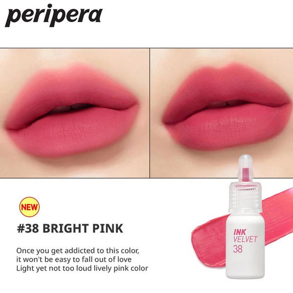 Блеск для губ PERIPERA INK VELVET 4г,38# BRIGHT PINK ,Помада для губ ...
