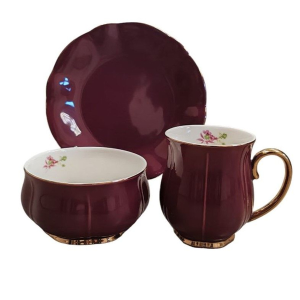 Набор посуды из фарфора на 1 персону, салатник, тарелка, кружка ...