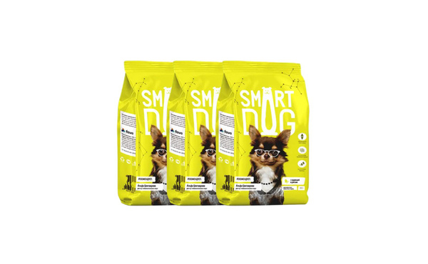 Smart Dog сухой корм Для взрослых собак с курицей и рисом 0,8 кг х 3 шт ...