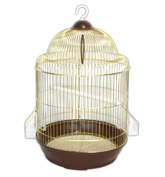Круглая клетка для птиц золотого цвета 33*50см - купить с доставкой по ...