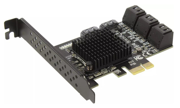 Контроллер дисков PCI-E, SATA 6G 8 портов, чип Marvell 88se9215+JMB575 ...