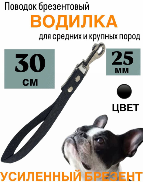 Поводок-водилка для собак брезентовый 30 см х 25 мм черный - купить с ...